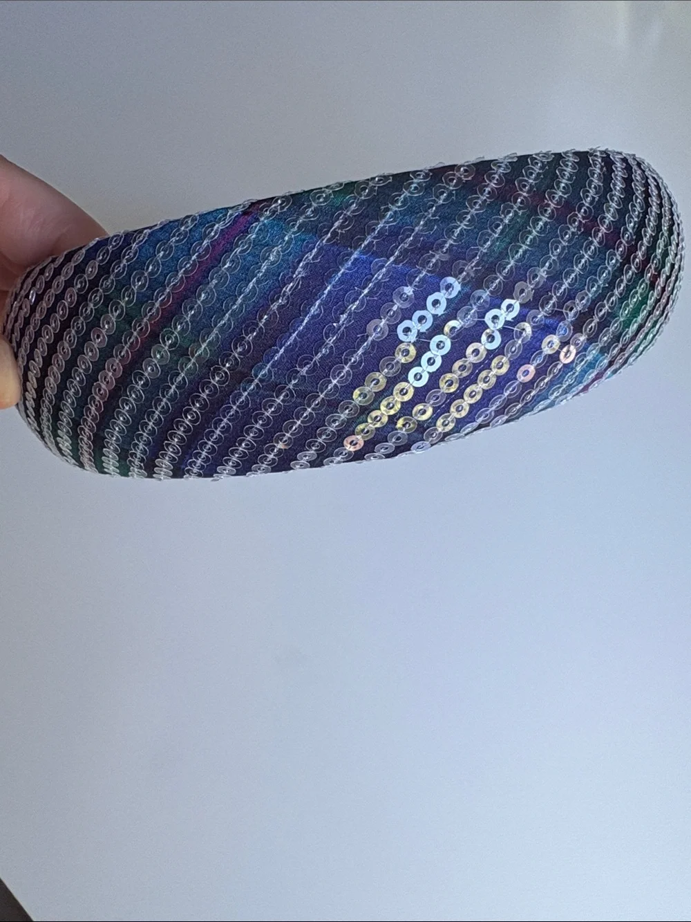 NWT J Crew Factory Sequin Blue Tartan Puff Headband